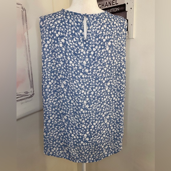 41 Hawthorn Sleeveless Blouse Blue with White Flowers Size XXL - Picture 4 of 14